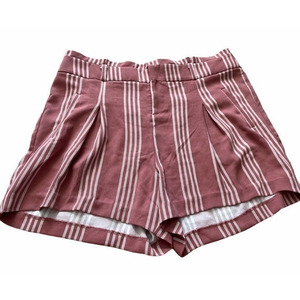 Torrid‎ Rose Striped Shorts Pleats Paper Bag Waist High Rise 14 No Belt